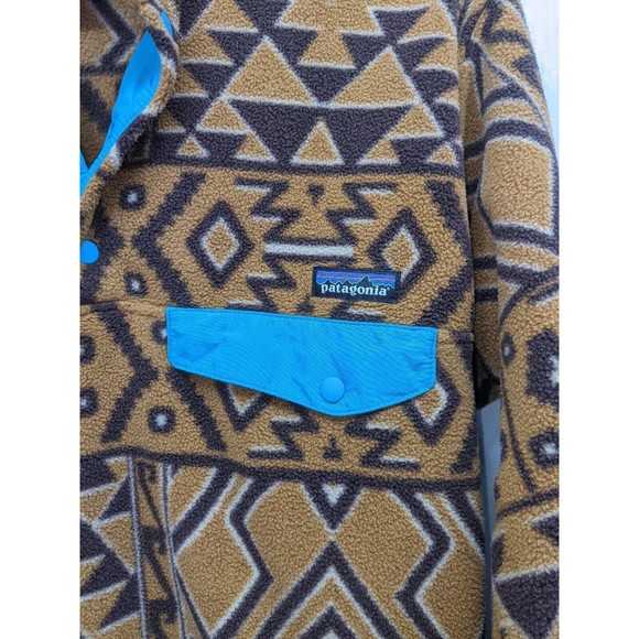 Patagonia Men's Synchilla Brown Aztec Fleece Snap T Pullover Size S - Picture 2 of 6